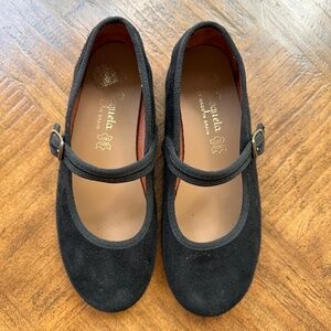 Black Suede Mary Jane Shoes